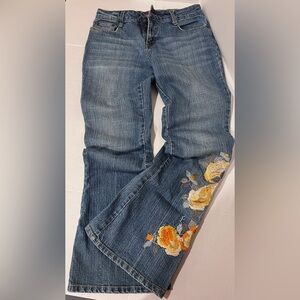 Y2K Vintage R4R Premium Denim Flare/Bootcut Embroidered Floral Blue Jeans Jr. 9